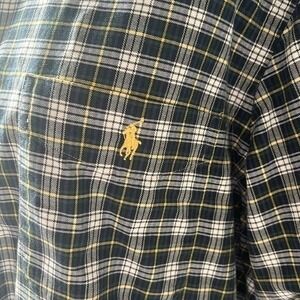 Ralph‎ Lauren Men's Green & Navy Plaid Button-down Shirt XL